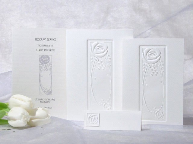 'Rose' embossed invitation by Sarah O'Neill designs