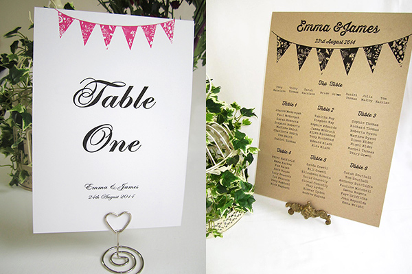 Summer bunting table seating plans