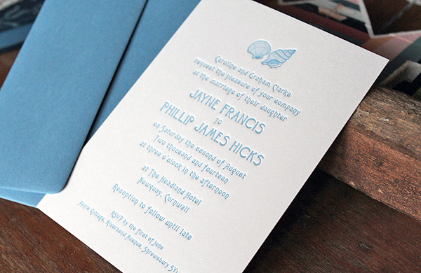 Beach shell wedding invitation
