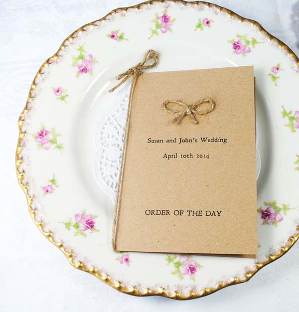 Tie the Knot Order of Service by Wildflower Favours