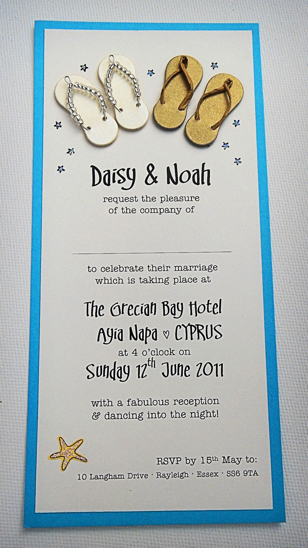 The handmade beach wedding invitations are just 500 each and the printed