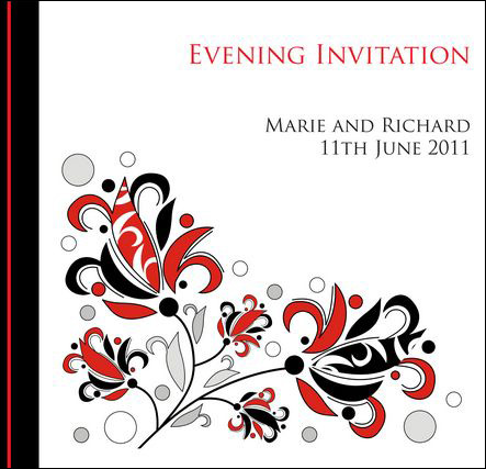 Black and red wedding contemporary invitations