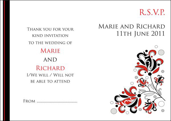 Black and red wedding contemporary invitations