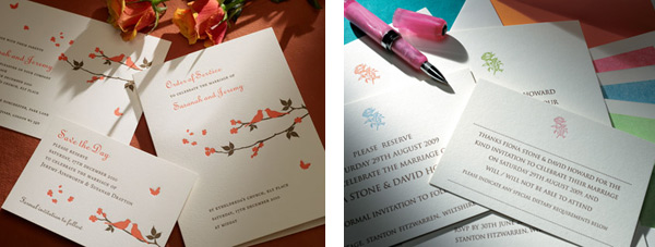 Romantic wedding invitations by Letterpress of Cirencester