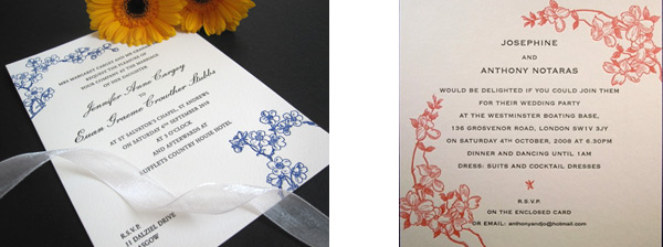 Romantic wedding invitations by Piccolo Press