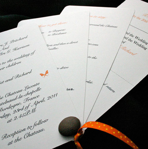 The'Stephanie' wedding invitation design including all 4 information cards