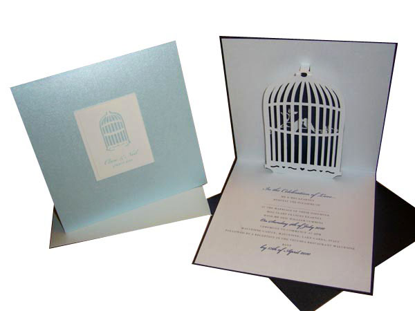Unique love bird wedding invitation