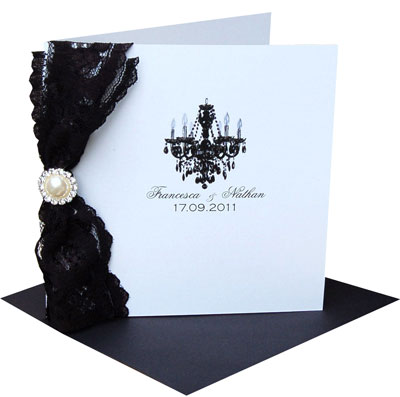 Paris Lace Black Wedding Invitations by Made With Love Designs