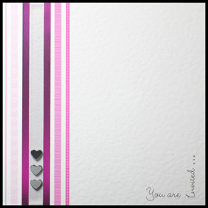 Purple Daisy heart wedding invitations
