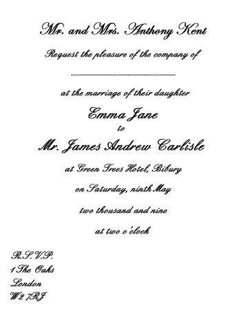 Wedding Invitation Wording The second type of invitation includes the names