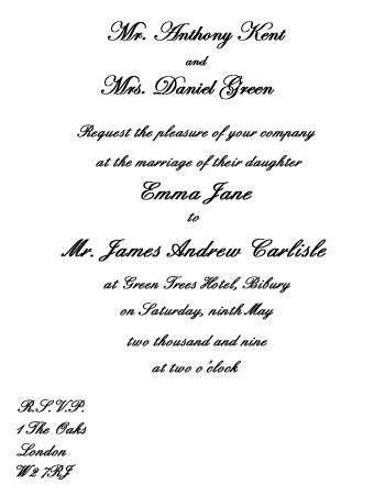 sample wedding invitations