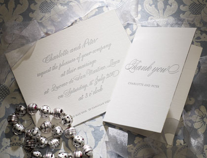 Calligraphy letterpress invitation