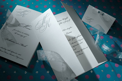 Monogram ribbon invitation