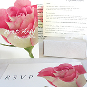 'Dusky Pink Rose' floral invitation by Millbank and Kent
