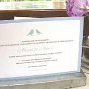'Marc' love birds wedding invitaiton by Millbank and Kent
