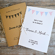 Rustic, bunting order of service with twine