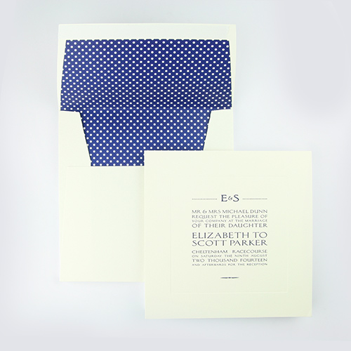 Classic letterpress wedding invitation with pate sinking
