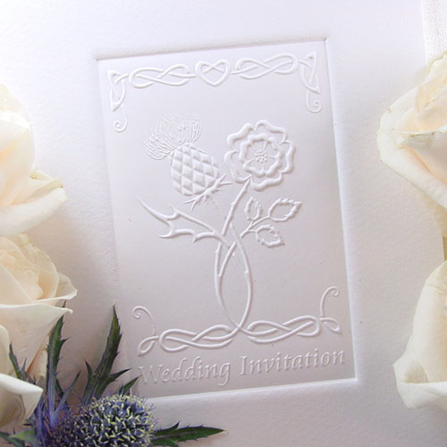 Thistle & Rose embossed invitation