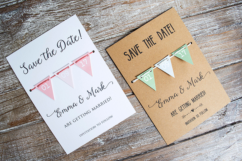 Handmade bunting save the date card