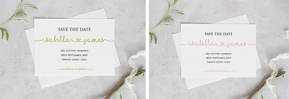 Modern calligraphy save the date card