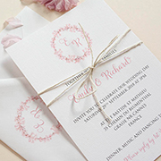 Blossom wreath wedding invitation