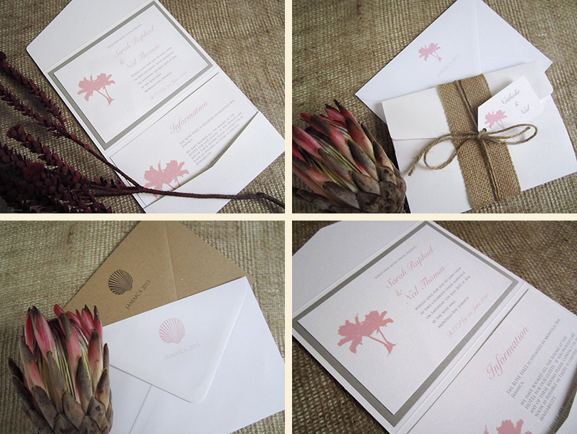 Beach pocketfold wedding invitation