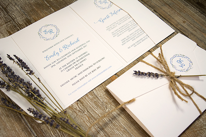 Lavender pocketfold invitation