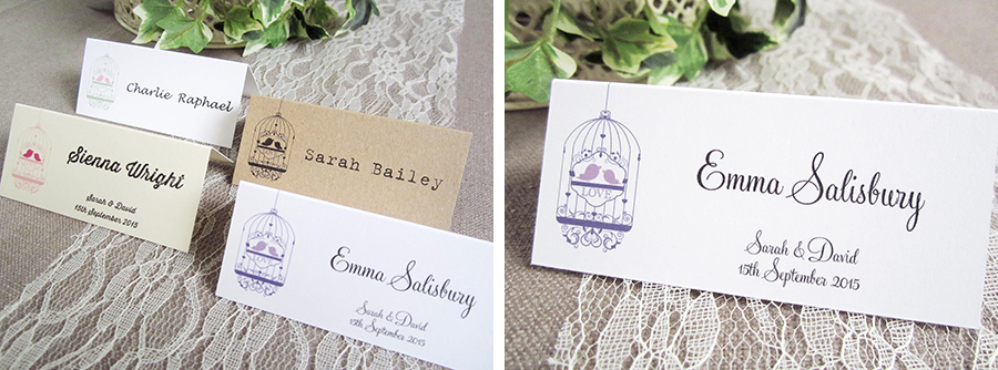 Vintage birdcage place name cards