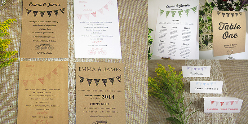 Summer bunting wedding invitation