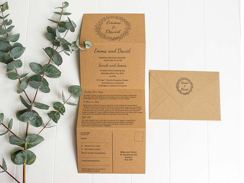 Rustic wreath invitation